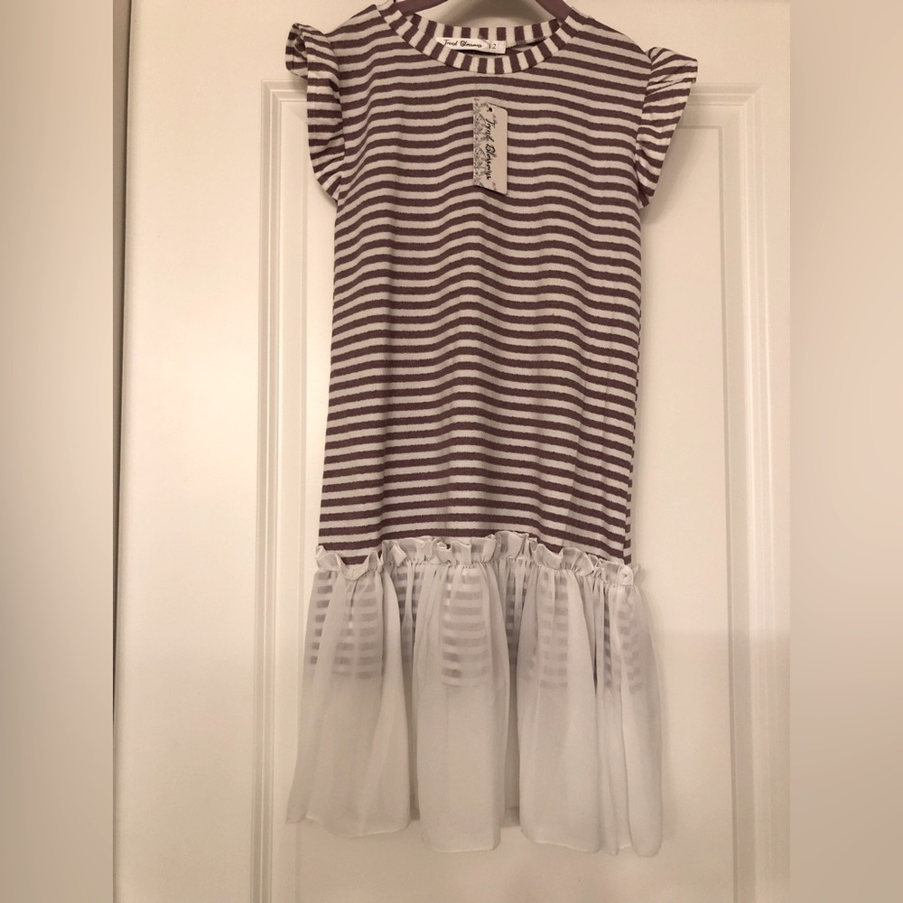 Beautiful Girls size 12 Tunic with flowy bottom mesh panel adornment